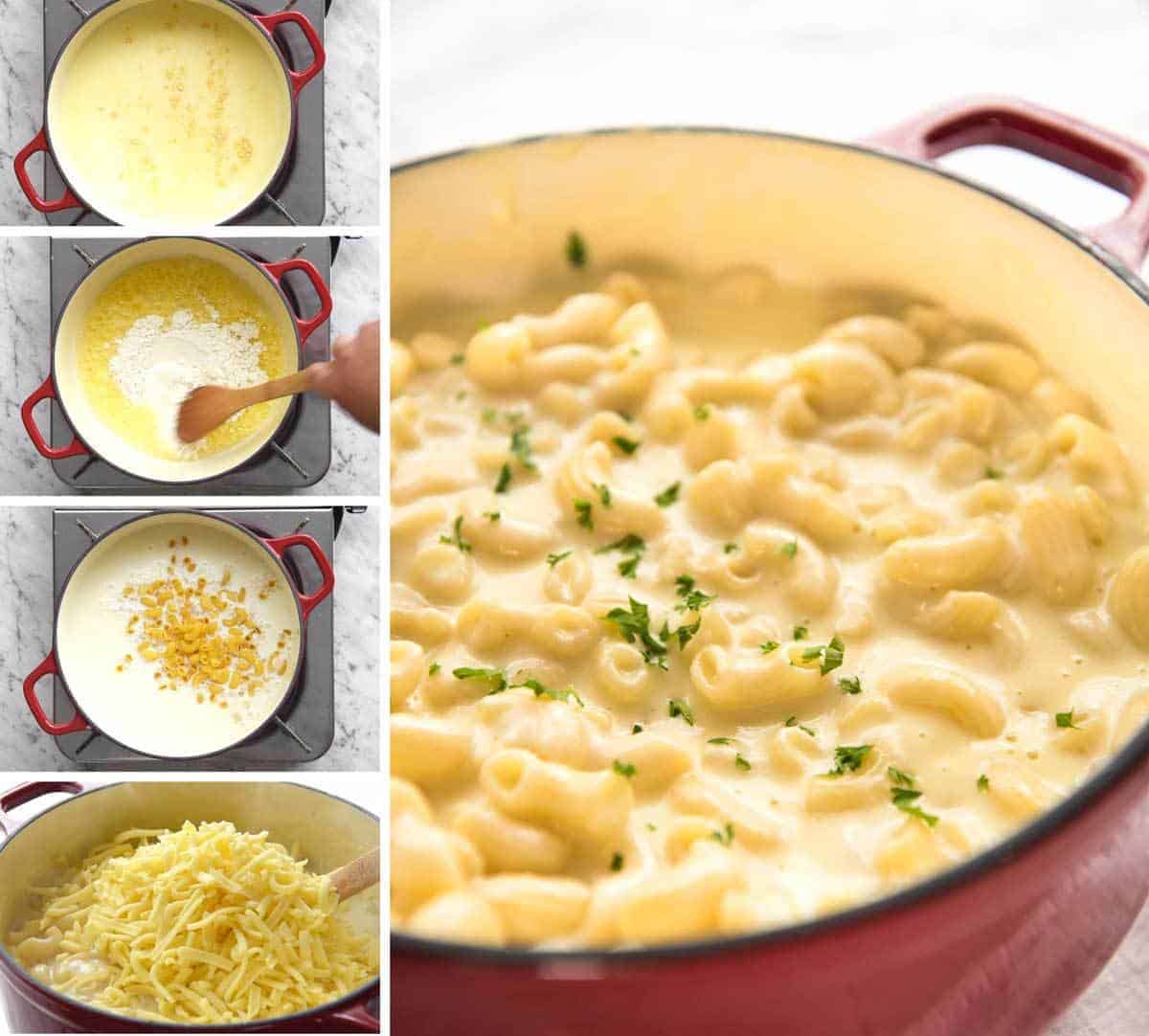 Making cheese sauce for macaroni and cheese